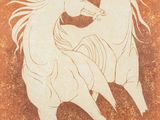 a picture of two horses that are on a wall