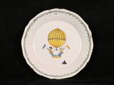 a plate with a hot air balloon painted on it