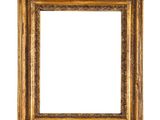 un cadre photo en vieil or sur fond blanc
