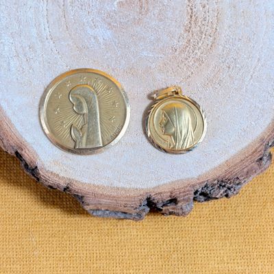 gold plated saint joseph medal earrings