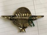a small metal badge with a star on top of it