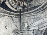dessin représentant une pièce avec une table et une chaise