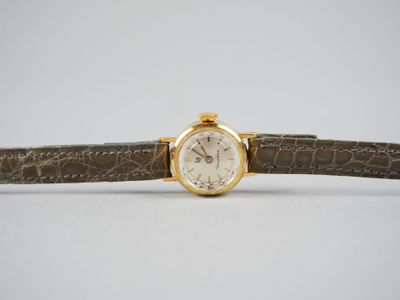 une photo d'une montre-bracelet avec un bracelet marron
