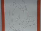 a picture of a drawing of a woman sitting in a bathtub
