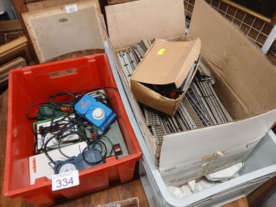 many boxes of assorted items sitting on a table