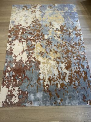 Tapis moderne noué main laine et soie couleur bleue clair 27…