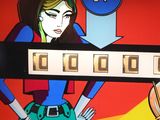 a cartoon picture of a woman and a man playing a video game