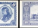 deux images différentes d'un billet de banque bleu et blanc sur lequel figure le portrait d'une femme