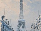 an oil painting of the eiffel tower in paris, france