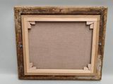 a picture of a picture frame made out of wood with a linen backing
