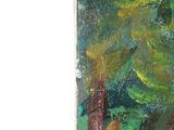 an image of a painting of a forest scene with trees and birds