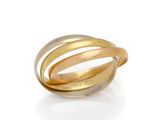 a close up of a gold ring on a white background