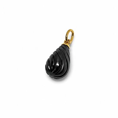 black onyx tear charm with gold plated bail