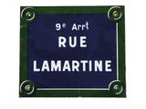 a blue sign that says rue lamarine on it