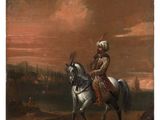 painting of a man riding on a horse in a landscape