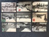 several black and white photos of a bunch of old postcards