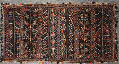 un gros plan sur un tapis aux couleurs et motifs variés