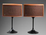a pair of mid century style table lamps by person