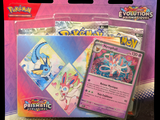 a box of pokemon trading cards on a table