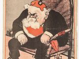 an old french magazine with a santa claus sitting in a chair
