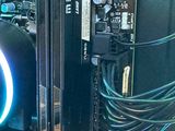 a close up of a computer motherboard with a fan