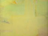 peinture abstraite aux tons jaunes et verts sur fond jaune