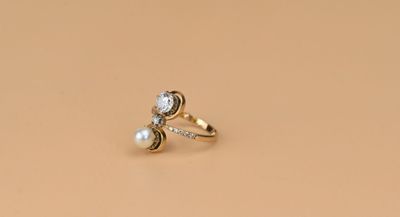 Bague "Toi et Moi" en or 18k 750/1000e sertie d'un diamant t…