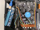 a close up of a computer motherboard with wires