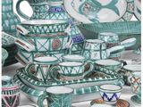 many different types of tea cups and saucers on the table