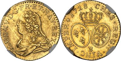 une pièce souveraine en or surmontée d'une couronne