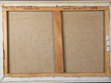 an old picture frame with a piece of wood sticking out of it
