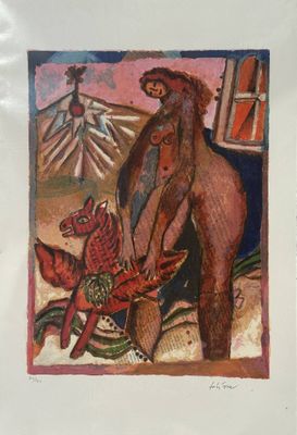 Théo TOBIASSE (1927-2012) Femme au cheval ailé Lithographie …