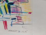 drawing of a chair and a table with a clock on it