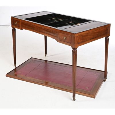 an image of a wooden table with a glass top