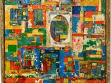 un tableau représentant des carrés colorés disposés sur un fond blanc
