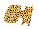 an image of the letter h is made out of paper with black and yellow circles