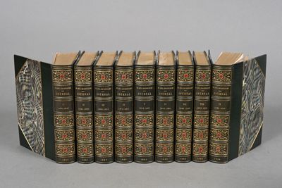 six books in a row lined up on top of each other