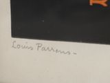 a picture of a black and white picture with orange writing on it
