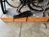 a bike that is sitting on top of a wooden box