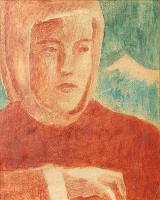 portrait d'un jeune garçon vêtu d'une chemise rouge et d'une casquette blanche