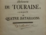 an old book with a black and white image of a touraine on it