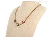 an image of a necklace on a mannequin neck with multi colored stones