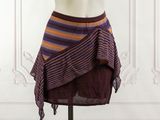 an image of a mannequin wearing a purple and orange striped skirt