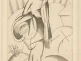 drawing of a man with a hat and a bag on his back