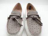 mocassins en cuir pour femme, avec semelles perforées et pompons