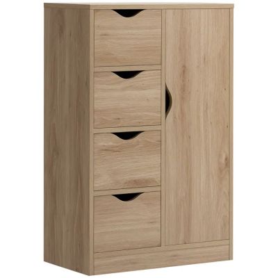 a close up of a wooden cabinet with four drawers