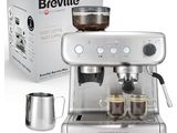 brevillel coffee machine with two cups of coffee in front of a box