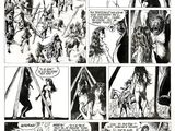 a page from a comic strip with a black and white image of a group of people