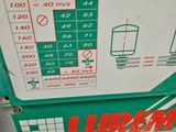 a green and white machine that has a sign on it