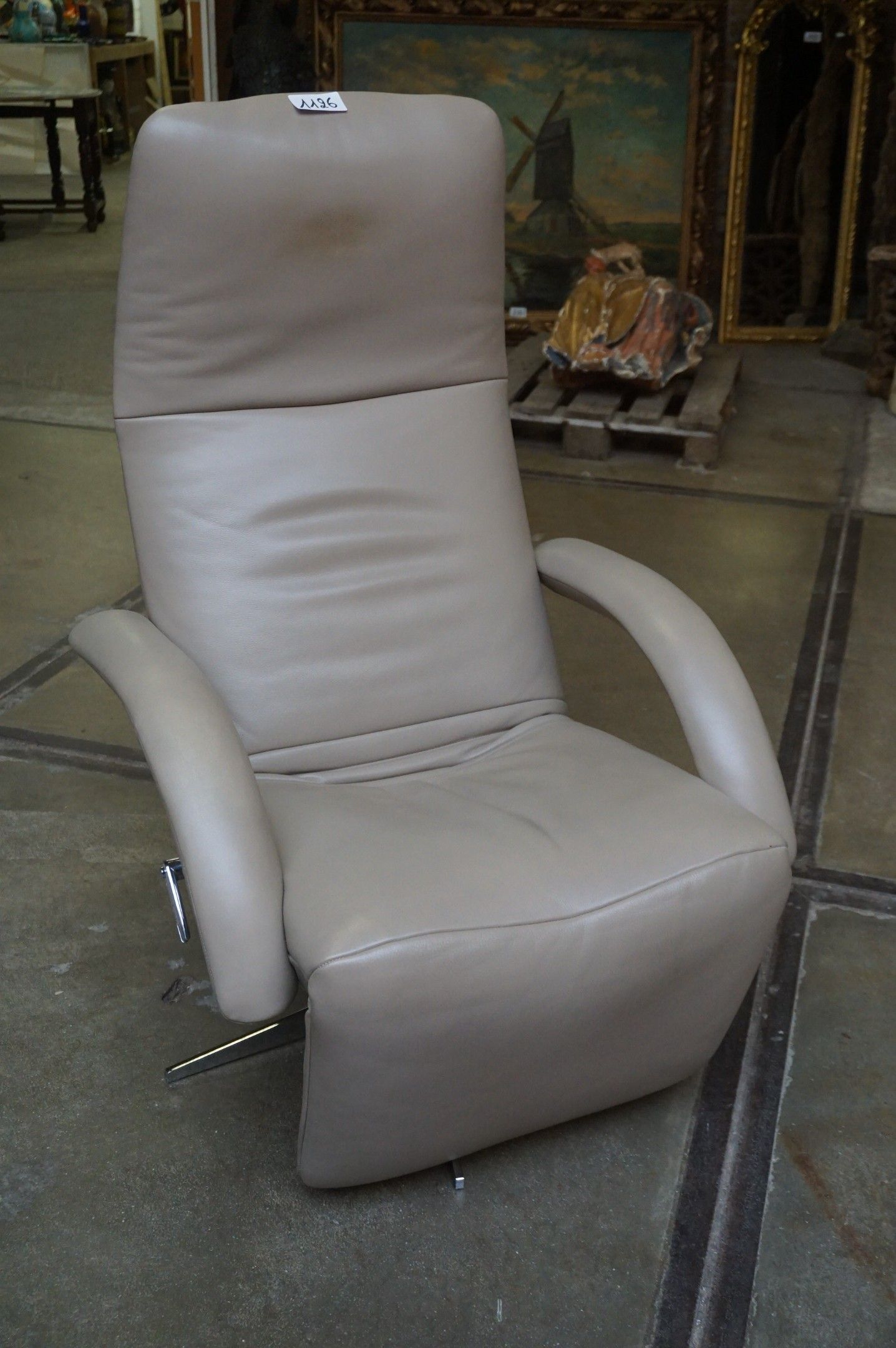JORI - beau fauteuil relax en cuir beige - modèle YOGA JR-73…